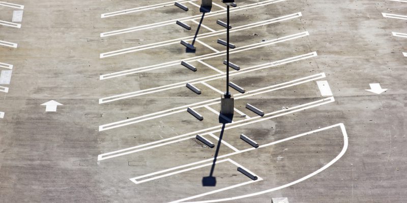 Parking lot striping done with straight spaces also has its benefits