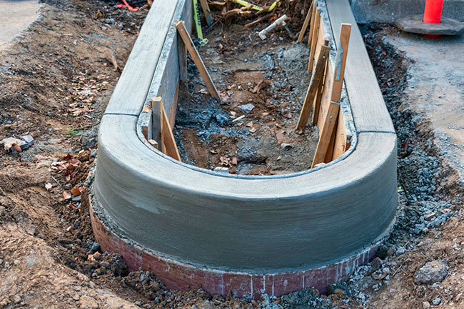 Concrete Curbing Can be Pre-Cast or Customized Onsite